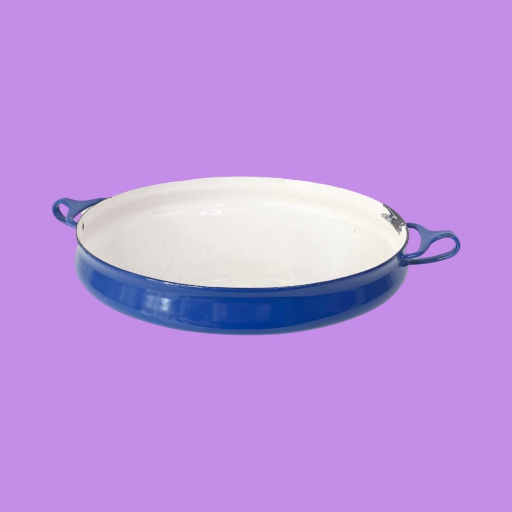 Vintage Dansk Kobenstyle Cast Iron Skillet, Royal Blue Enamel